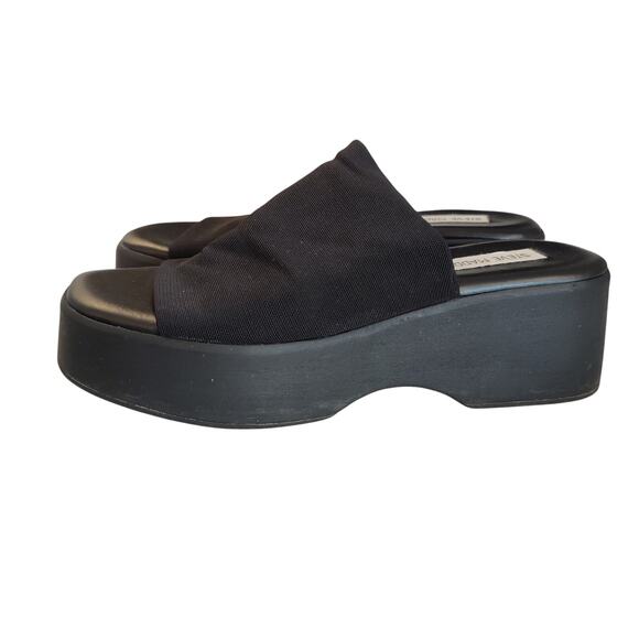 Steve Madden Sz 38 (7.5) Black Slinky 30 Slide Sandals 90s Y2K Chunky Platform - Picture 2 of 8